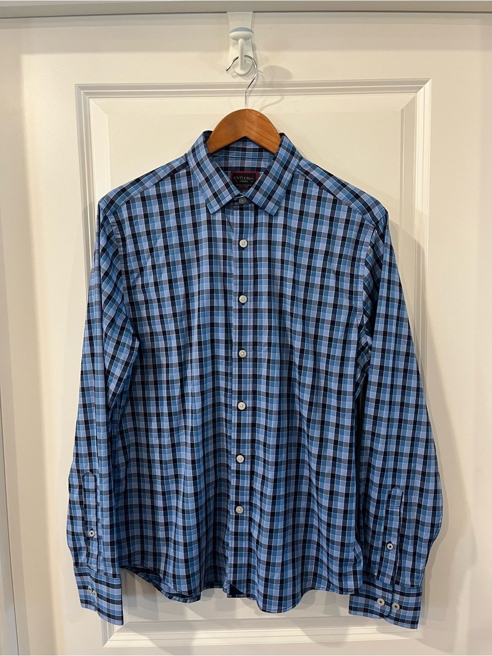 UNTUCKit Blue and Black Plaid Button-Down Shirt